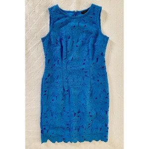 Blue Embroidered Sheath Dress